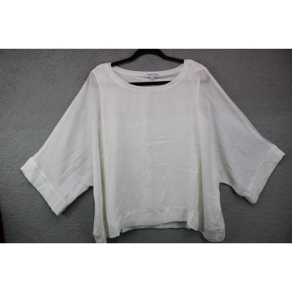 Rose & Olive Ivory Chiffon Sheer Lined Blouse-Size Large-Oversized